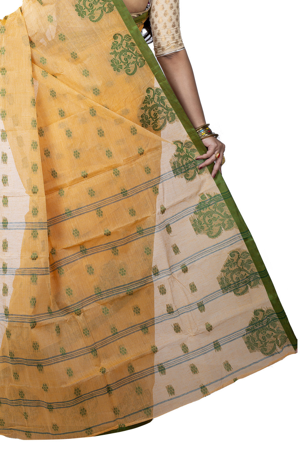 Light Yellow Pure Cotton Botgach Tant Saree (540)
